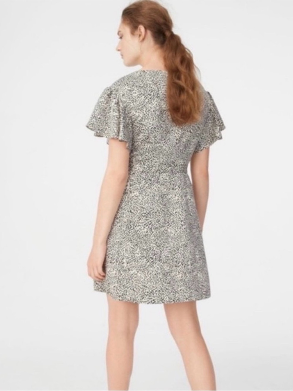 Club Monaco Flutter Sleeve Geovanna Wrap Mini Dress Mini Leopard Print Sz 8 - Picture 3 of 15